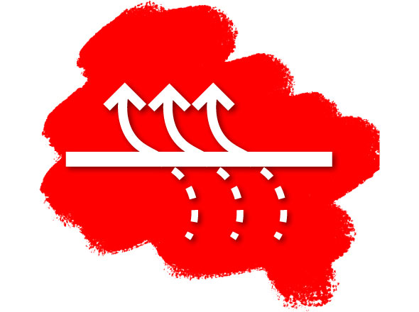 Durchluft Icon auf Roter Farbe